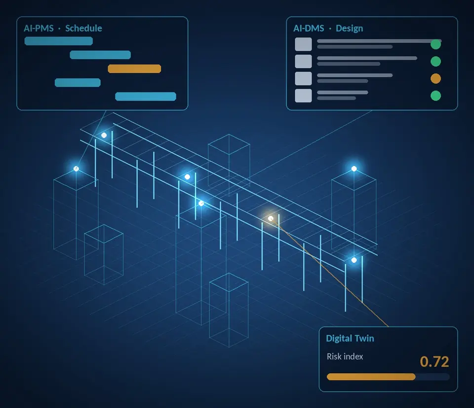 Digital twin of a viaduct showing a risk index